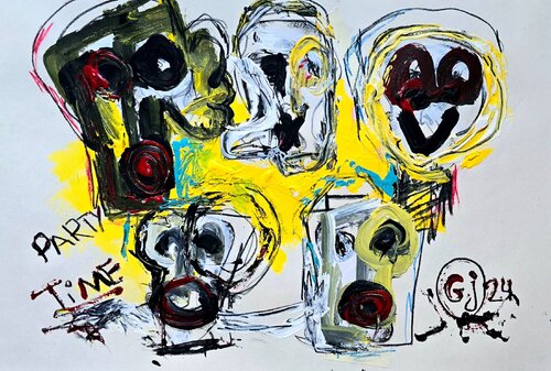 Holy Minecraft 23 (Portrait, Gestural Abstract, Fun, Gaming, Creative, Vibrant, Iranian Female Artist) von Golfam Jozdani, Malerei kaufen auf Singulart