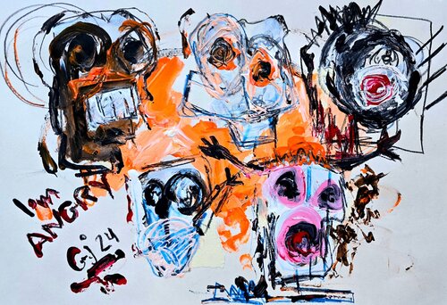 Holy Minecraft 22 (Portrait, Gestural Abstract, Fun, Gaming, Creative, Vibrant, Iranian Female Artist) von Golfam Jozdani, Malerei kaufen auf Singulart