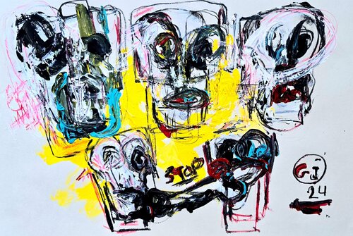 Holy Minecraft 21 (Portrait, Gestural Abstract, Fun, Gaming, Creative, Vibrant, Iranian Female Artist) von Golfam Jozdani, Malerei kaufen auf Singulart