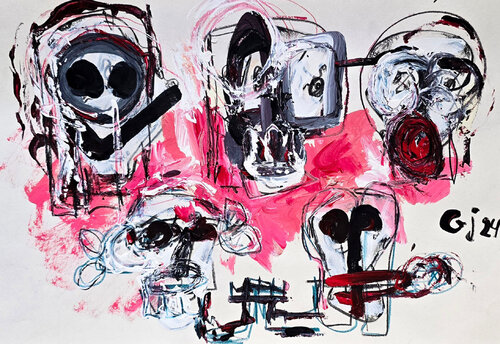 Holy Minecraft 19 (Portrait, Gestural Abstract, Fun, Gaming, Creative, Vibrant, Iranian Female Artist) von Golfam Jozdani, Malerei kaufen auf Singulart