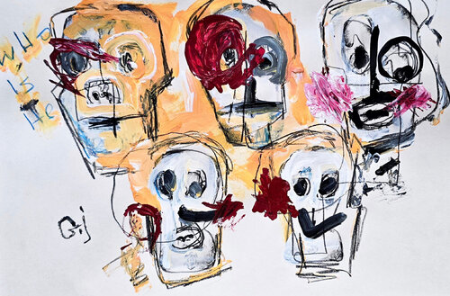 Holy Minecraft 18 (Portrait, Gestural Abstract, Fun, Gaming, Creative, Vibrant, Iranian Female Artist) di Golfam Jozdani, Pittura in vendita su Singulart