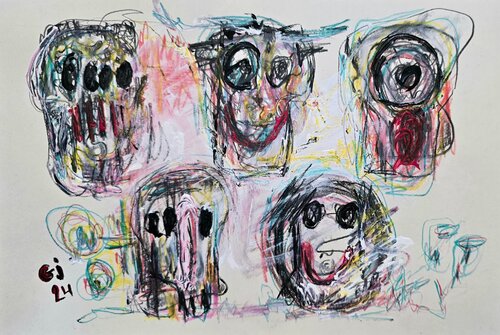 Holy Minecraft 28 (Portrait, Gestural Abstract, Fun, Gaming, Creative, Vibrant, Iranian Female Artist) von Golfam Jozdani, Malerei kaufen auf Singulart