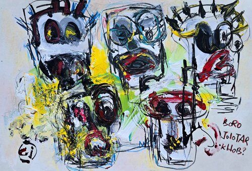 Holy Minecraft 24 (Portrait, Gestural Abstract, Fun, Gaming, Creative, Vibrant, Iranian Female Artist) von Golfam Jozdani, Malerei kaufen auf Singulart