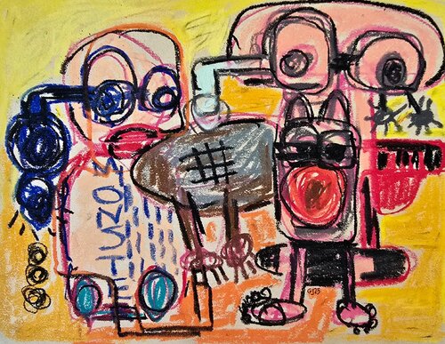 Shadows of Peace II (Gestural Abstract, Fun, Creative, Vibrant, Iranian Female Artist) von Golfam Jozdani, Malerei kaufen auf Singulart