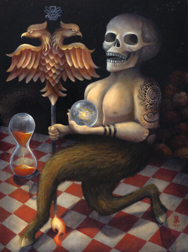 El Santo de la Muerte (Surreal, Symbolism, Contemporary Pop, Colorful, Vibrant) de Stella Jae, Pintura a la venta en Singulart