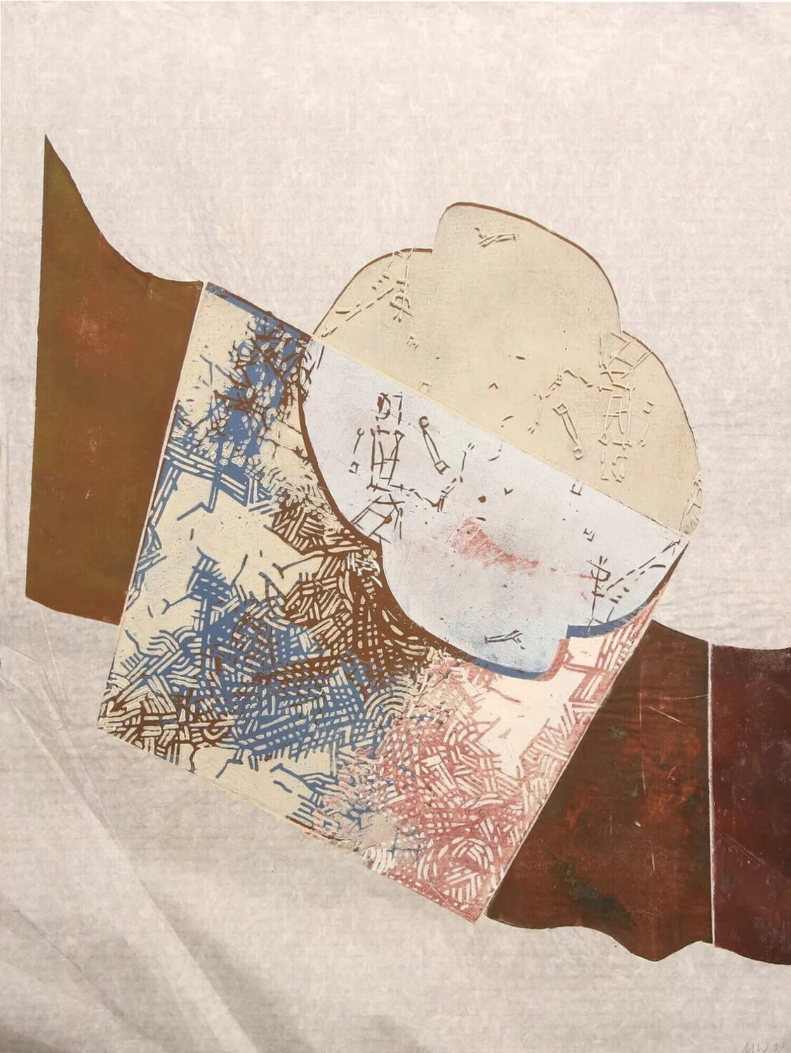 Untitled (Abstract, Modern, Asian Influence, Linocut) Martel Wiegand