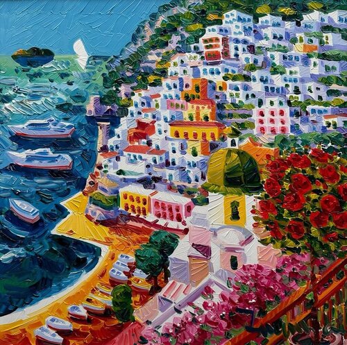 Alberello di rose a Positano by Athos Faccincani, Painting for Sale on Singulart