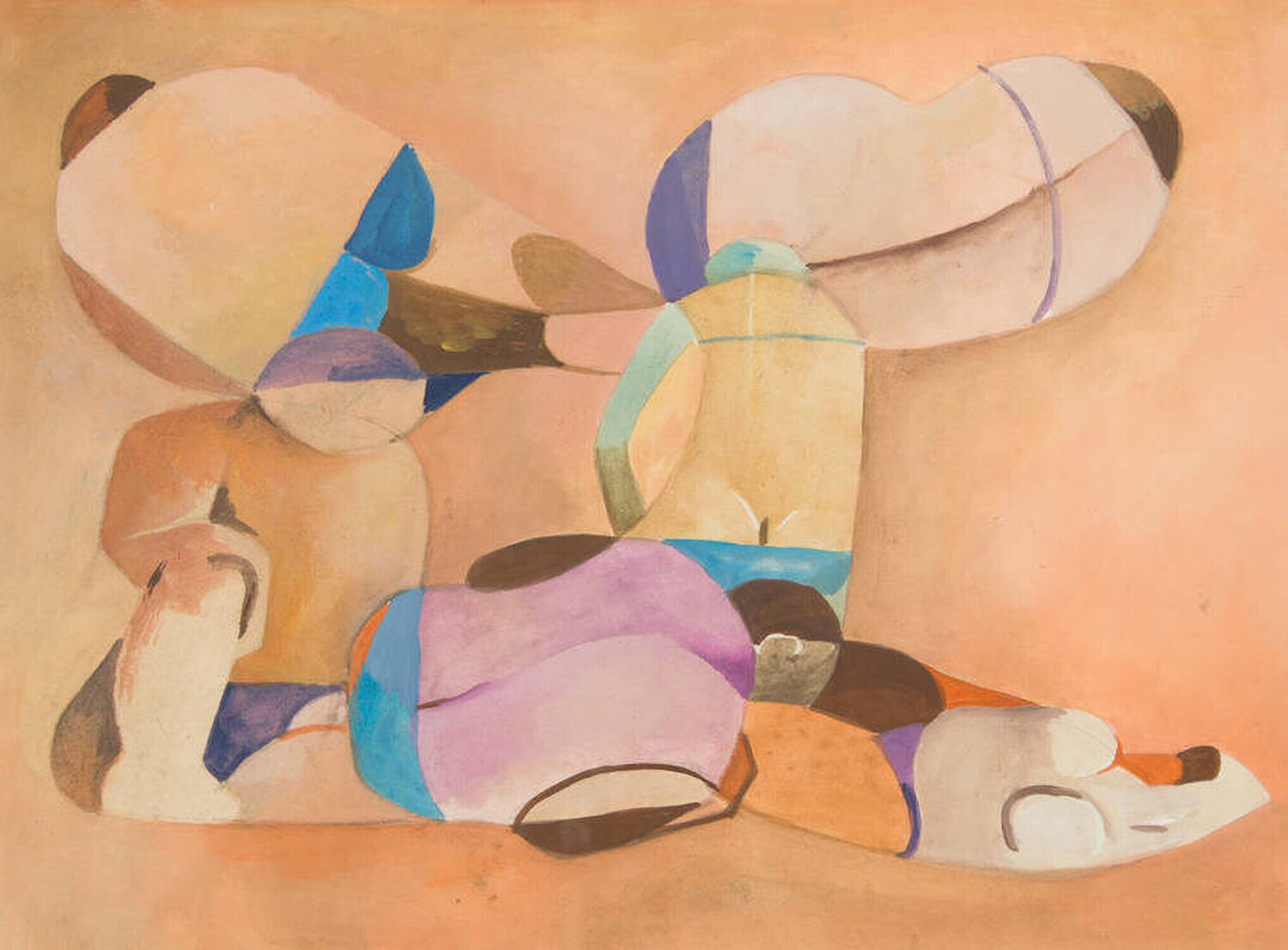 Sun bathers (Cubist figures) Dorothy Braund Dipinto originale in vendita
