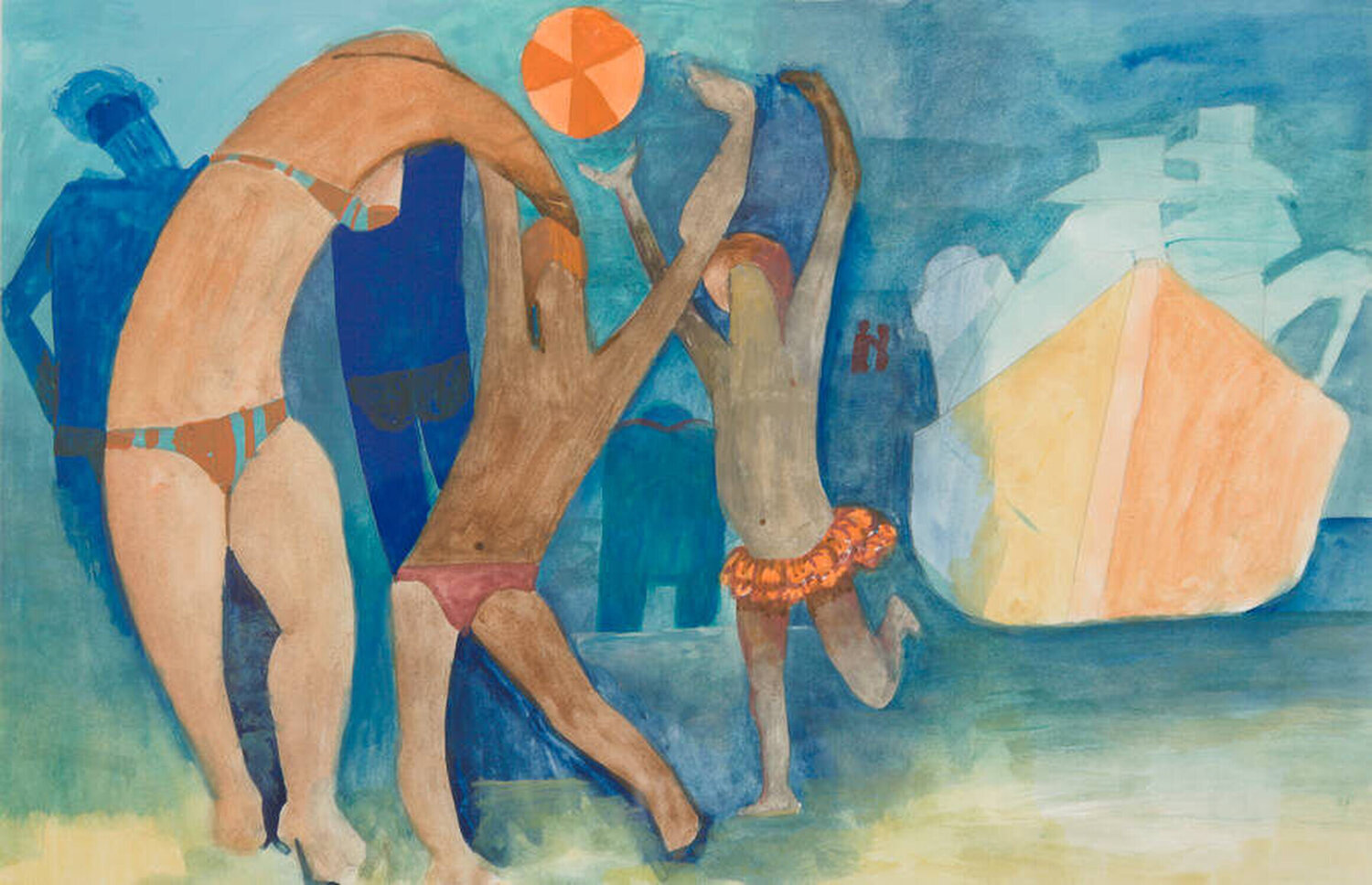 Bathers Playing (Beach party) Dorothy Braund Dipinto originale in vendita
