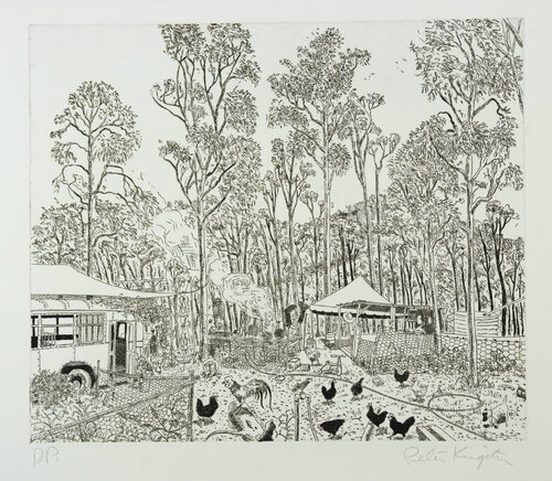 Untitled (Farmyard) van Peter Kingston, Afdruk te koop op Singulart