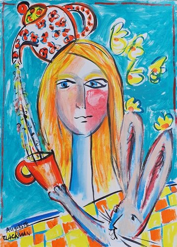Tea Bunny  by Auguste Blackman, 회화 for Sale on Singulart
