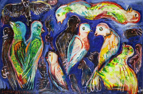 Birdtalk van Auguste Blackman, Schilderij te koop op Singulart