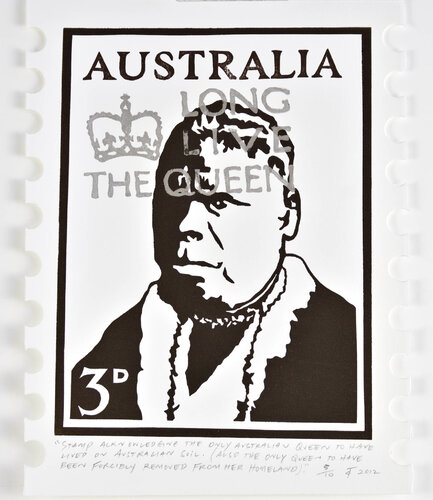 Stamp acknowledging the only Australian Queen to have lived on Australian soil. (Also, the only Australian Queen to have been removed from her homeland) by Clayton Tremlett, 인쇄 for Sale on Singulart