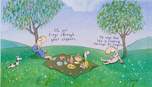 ...life just fings through your slippers par Michael Leunig, Œuvre sur papier en vente sur Singulart