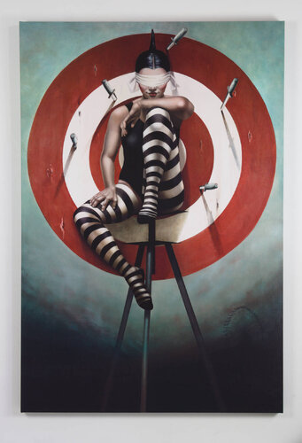 The Knife Thrower van Gill Del-Mace, Schilderij te koop op Singulart