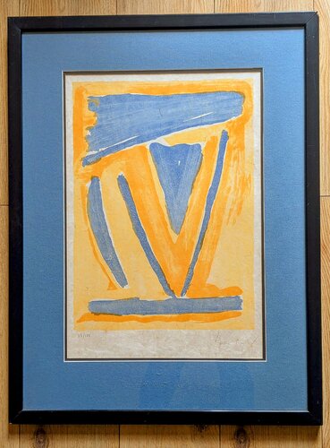 Bram Van Velde - Hand-Signed Original Lithograph - Abstraction in Yellow and Blue, 1970's di Bram van Velde, Opera su carta in vendita su Singulart