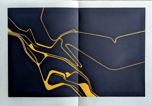 Abstraction in Yellow and Black - Color Lithograph, 1963 by Pablo Palazuelo, Work on Paper for Sale on Singulart