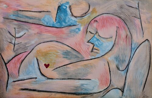 Paul Klee - Nude / Winter Sleep - Signed Original Double-Sided Vintage Lithograph, 1938 by Paul Klee, Work on Paper for Sale on Singulart