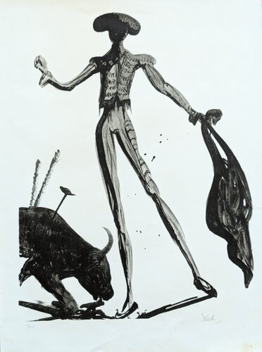 Bullfighting - Rare Exquisite Original Hand-Signed Lithograph, 1969 par Salvador Dalí, Œuvre sur papier en vente sur Singulart