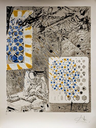 Don Quixote Reading , Hand-signed Original Lithograph, Artist Proof, 1957 par Salvador Dalí, Œuvre sur papier en vente sur Singulart