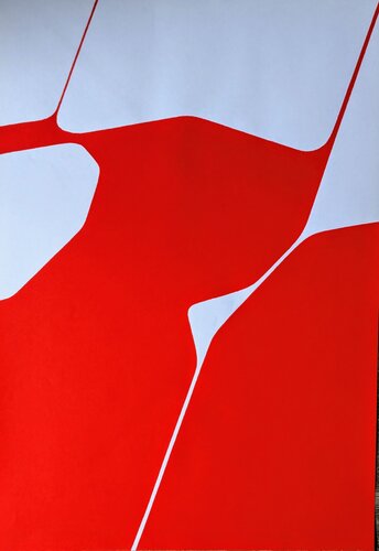 Abstraction in Red&White, Color Lithograph, 1972 by Pablo Palazuelo, Work on Paper for Sale on Singulart