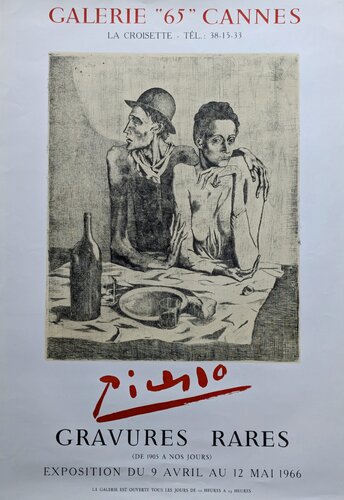 The Frugal Meal / Rare Engravings - Lithographic poster in color, 1966 van Pablo Picasso, Werk op papier te koop op Singulart