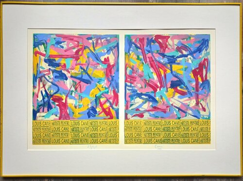 Abstraction - Large Oil on lithograph, 1980's di Louis Cane, Opera su carta in vendita su Singulart