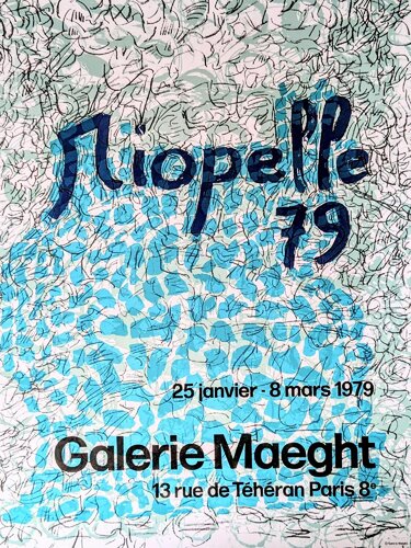 Abstraction in Blue - Vintage Original Lithographic poster, 1979 par Jean-Paul Riopelle, Œuvre sur papier en vente sur Singulart