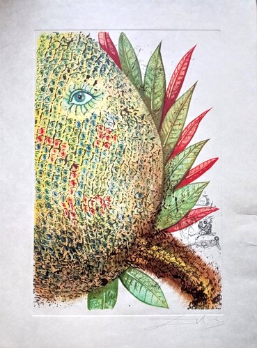 Pinneaple, 1970 - Rare Hand-Signed Engraving and Lithograph on japon paper par Salvador Dalí, Œuvre sur papier en vente sur Singulart