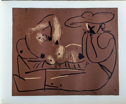 The Couple - Original Linocut, 1962 by Pablo Picasso, Work on Paper for Sale on Singulart