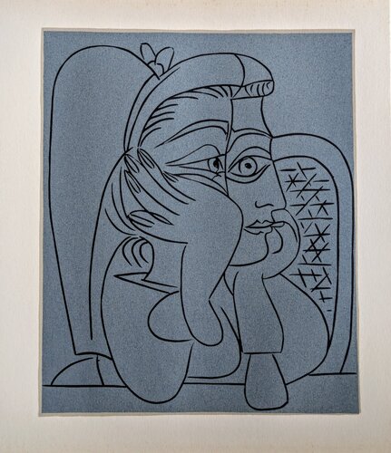 Original Linocut in color - Woman Leaning,  1962 di Pablo Picasso, Opera su carta in vendita su Singulart
