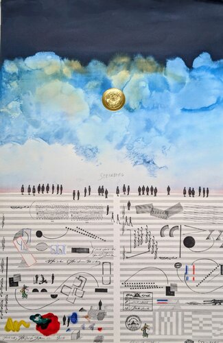 Hand-Signed Large Color Lithograph - Nights of the foundation, by Saul Steinberg, Work on Paper for Sale on Singulart