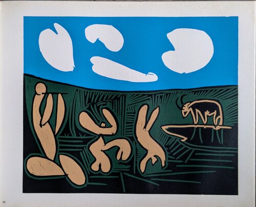 Original Linocut - Bacchanale with Bull, 1962 von Pablo Picasso, Werk auf Papier kaufen auf Singulart