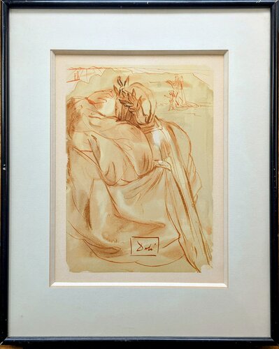 L'annonce d'un grand événement - Original wood engraving, 1963 par Salvador Dalí, Œuvre sur papier en vente sur Singulart
