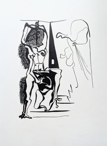 Rare Original Woodcut on vellum, Hélène Chez Archimède, 1955 van Pablo Picasso, Werk op papier te koop op Singulart