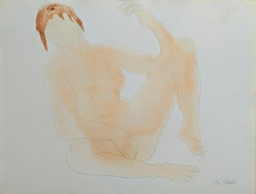 Original Lithograph in colors, Nude, 1902 van Auguste Rodin, Werk op papier te koop op Singulart