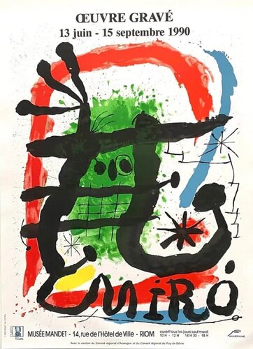 Original Lithographic poster in colors - Engravings, 1990 di Joan Miró, Opera su carta in vendita su Singulart