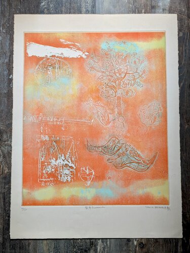 Rare Hand-Signed color etching in relief-Promenade, 1970s by Shoici Hasegawa, 종이 for Sale on Singulart