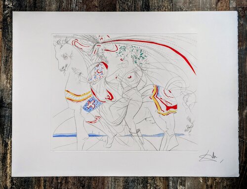 Hand-Signed Etching and Aquatint in colors, 1974 - Ladies of Renaissance by Salvador Dalí, Work on Paper for Sale on Singulart