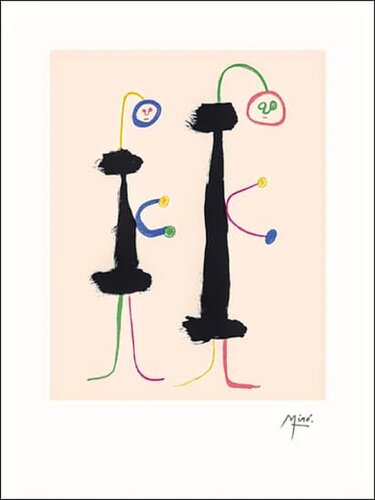 Lithograph in colors - Surrealist couple de Joan Miró, Obra en papel a la venta en Singulart