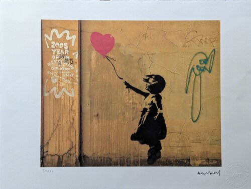 Girl with pink balloon-Lithograph in colors by After Banksy, Work on Paper for Sale on Singulart
