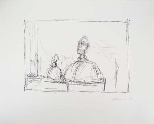 Bust of a man - Signed Lithographic impression van Alberto Giacometti, Werk op papier te koop op Singulart