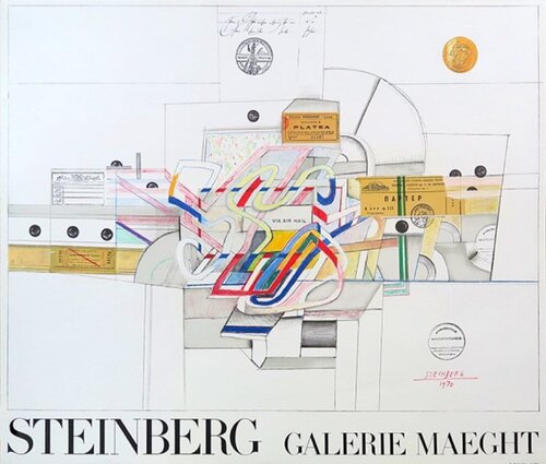 Ticket via Air Mail, Signed Lithograph, 1970 by Saul Steinberg, Work on Paper for Sale on Singulart