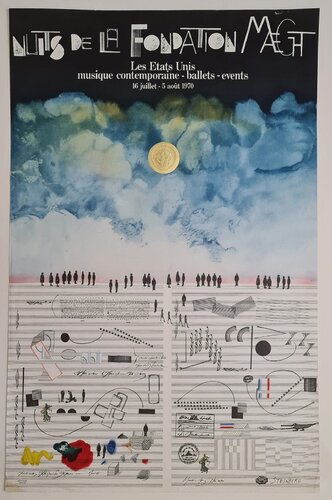 Nights of the Foundation - Lithographic poster in colors, 1970 by Saul Steinberg, Work on Paper for Sale on Singulart