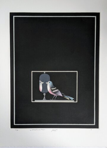 The Mirror Fascination - Hand-Signed Color Mezzotint, 1986 van Mario Avati, Werk op papier te koop op Singulart