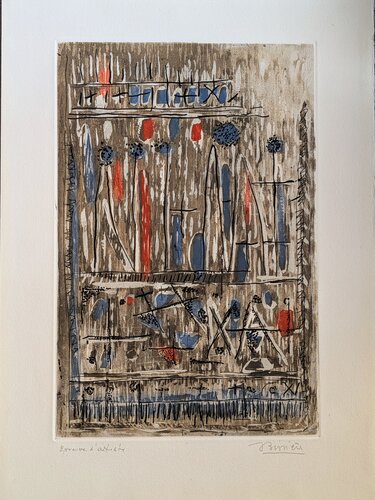 Abstraction-Hand-Signed Lithograph in colors, 1962 by Roger Bissière, Work on Paper for Sale on Singulart