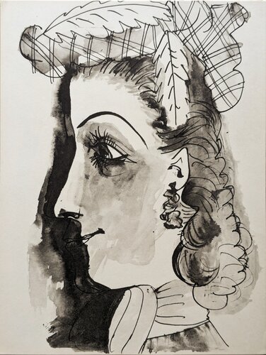 Woman profile - Limited edition original lithograph, 1957 van Pablo Picasso, Werk op papier te koop op Singulart