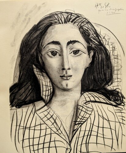 Jacqueline's Portrait-Original lithograph, 1958 di Pablo Picasso, Opera su carta in vendita su Singulart
