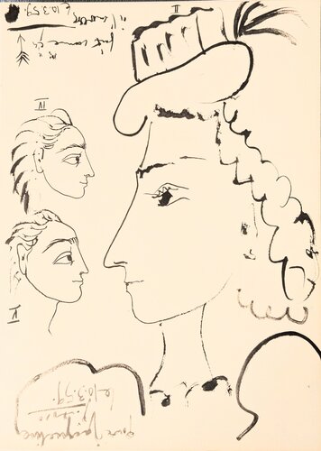 Jacqueline Profiles-Double-side lithographs, signed, 1961 by Pablo Picasso, Work on Paper for Sale on Singulart