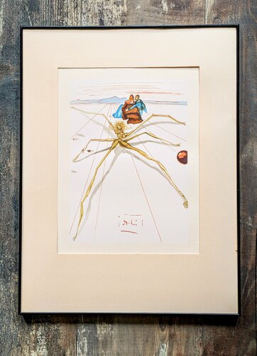 Spider woman/Quittant la corniche - Signed Woodcut in colors, 1960 - from Dante's Divine Comedy par Salvador Dalí, Œuvre sur papier en vente sur Singulart